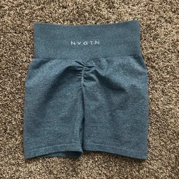 NVGTN Pants - NVGTN Teal Heather Scrunch-Back Seamless Bike Shorts